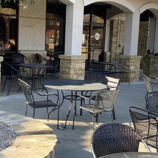 tables and chairs outside