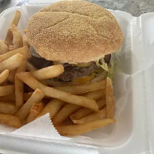 Double cheeseburger and Fries