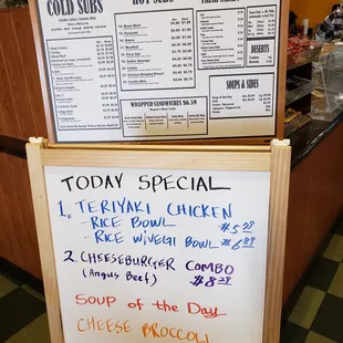 Menu and todays special