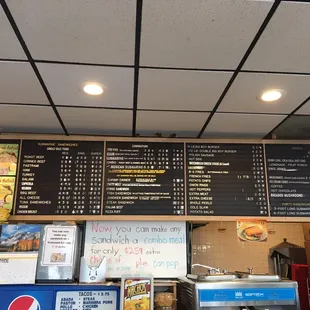 menus and prices on the wall