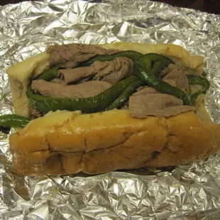 Italian Beef with Sweet Peppers Dipped