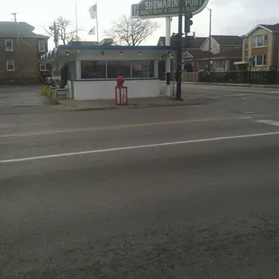 a street corner with a fire hydrant