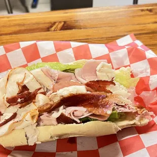 a sandwich in a basket