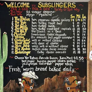 Menu painted on the wall