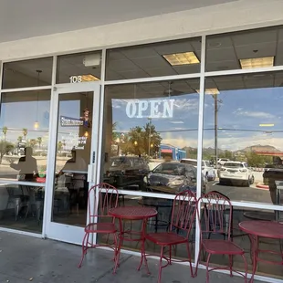 Patio seating and entrance