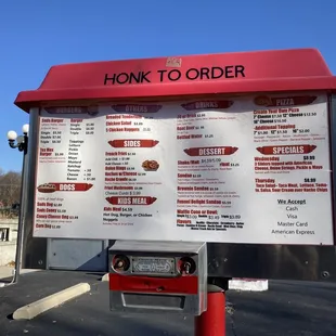 Drive-in menu display