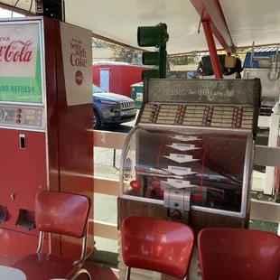 Juke box and Coke machine