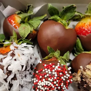 a box of chocolate covered strawberries
