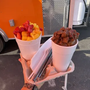 On the left is a pina fresca chamango! And the right is a tamarindo! Both were awesome!