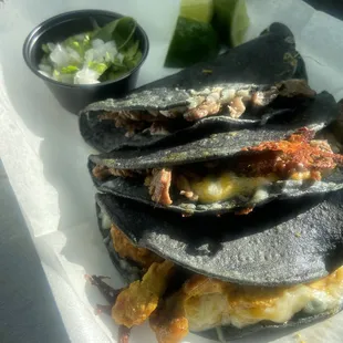 a plate of quesadillas