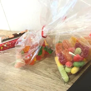 Bulk gummies (sour gummy worms, sour gummy bears, gummy bears, and sour watermelon gummies)