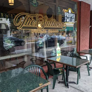 tables and chairs outside