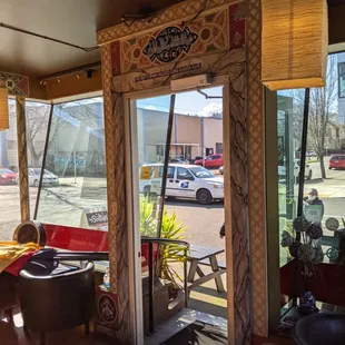 the entrance to the restaurant