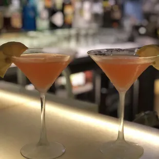 Strawberry Lemon Drop Martinis with fresh strawberries!