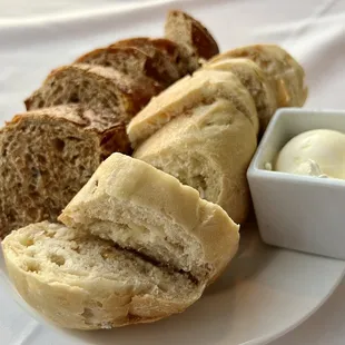 Complimentary bread. The white bread is garlic bread (actual garlic pieces within the bread) and this was AMAZING. SO GOOD