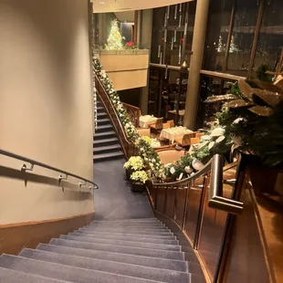 the stairs leading to the restaurant