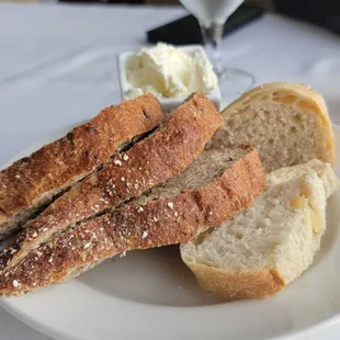 Warm bread with whipped butter are great starters