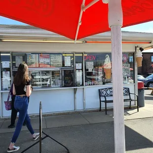 a woman walking past