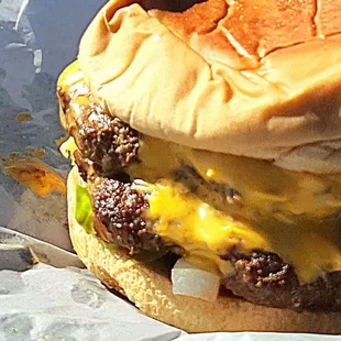 After a day hiking a double cheeseburger hits the spot. Mmmmm!