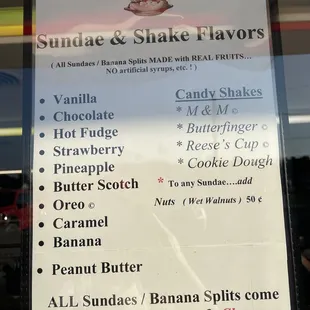 Shake flavors