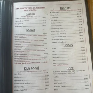 a menu for a restaurant