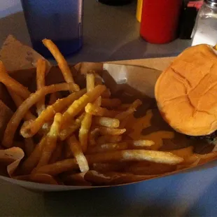 Just a plain cheeseburger with cheese fries.