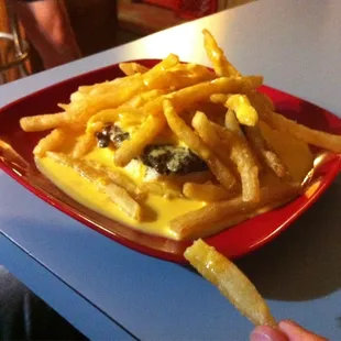That's what you call a ponyshoe -- hamburger covered with cheese fries.