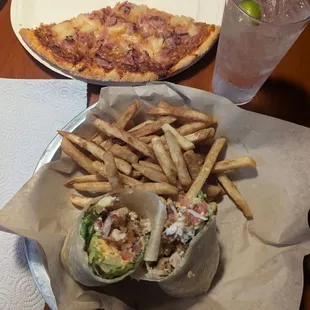 Chicken Bacon ranch wrap &amp; papa Murphy's pizza