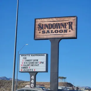 a sign for the sundowner saloon