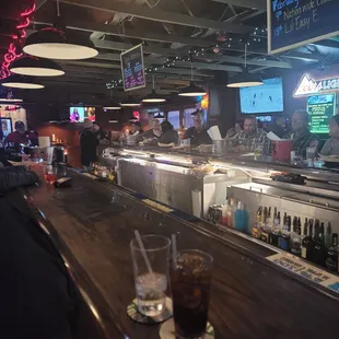 interior, sushi and sashimi