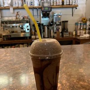 Blended chilled mocha.