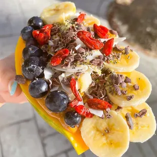 Papaya bowl A must have!  They have peanut butter so if you&apos;re allergic, make sure you ask.