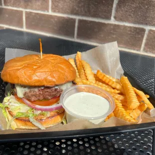 Cheeseburger made with patties from Tonys Meats and Market