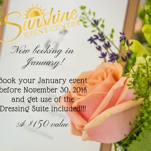 Visit us at www.thesunshineeventcenter.com to see available dates!