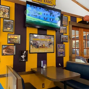 a television mounted on the wall