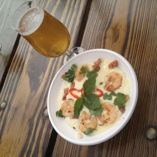 The new Shrimp &amp; Grits, paired with Marble Brewery&apos;s 111 Farmhouse Ale.
