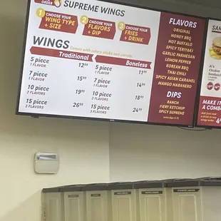 Wing Menu and Flavor List