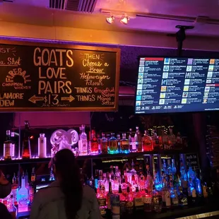 a bar with neon lights