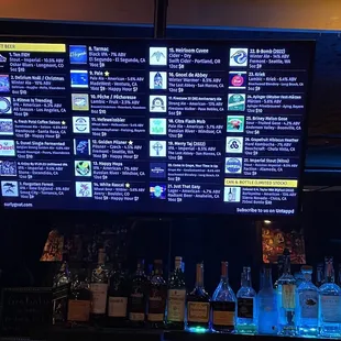 a menu on a large screen