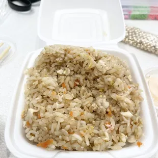 rice in a styrofoam container