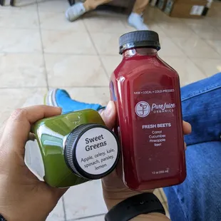 Sweet greens + fresh beets juice