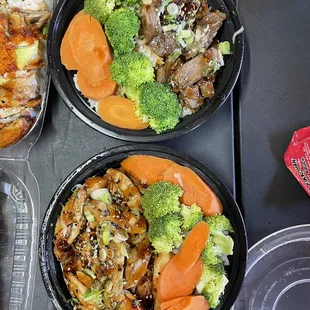 Beefy beef bowl and Colossal Chicken bowl