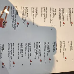 menu