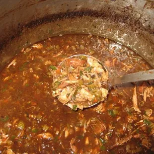 a spoon full of soup