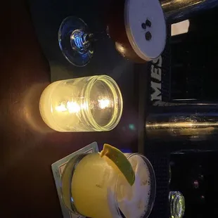 Mezcal margarita and an espresso martini