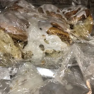 Homemade cinnamon rolls (covered with Saran Wrap)