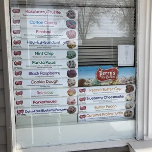 a window display of ice cream