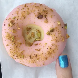 Pistachio Rose Mochi Donut