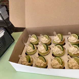 Boozy Key Lime cupcakes with a real shot of tequila.
