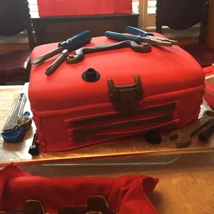 Our toolbox cake for my son&apos;s 1st birthday party. It was fantastic.